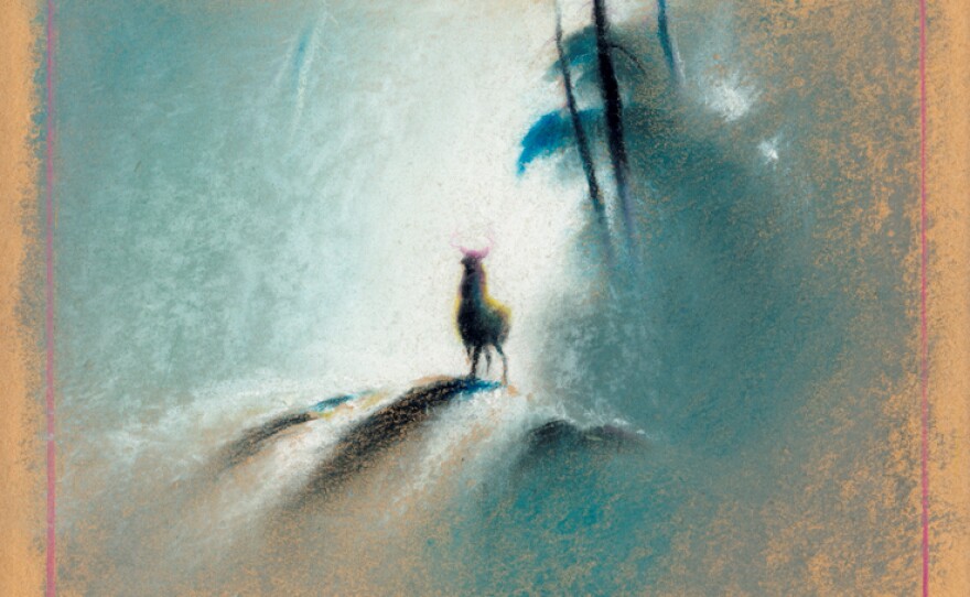 Wong used pastels to create this sketch of a deer in a forest.
