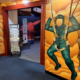 The Aviation Trail Parachute Museum in Dayton tells the story of how parachutes evolved over time, from a Leonardo da Vinci sketch to the free-fall parachute skydivers use today.