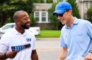 Mickell Lowery and Chaz Molder chat Thursday afternoon at a polling location in Midtown Memphis. 