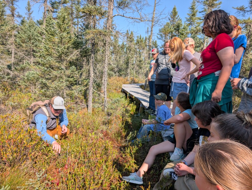 Cherry School students investigate the Sax Zim Bog with naturalist Clinton Dexter-Neinhaus in early October, 2025.
