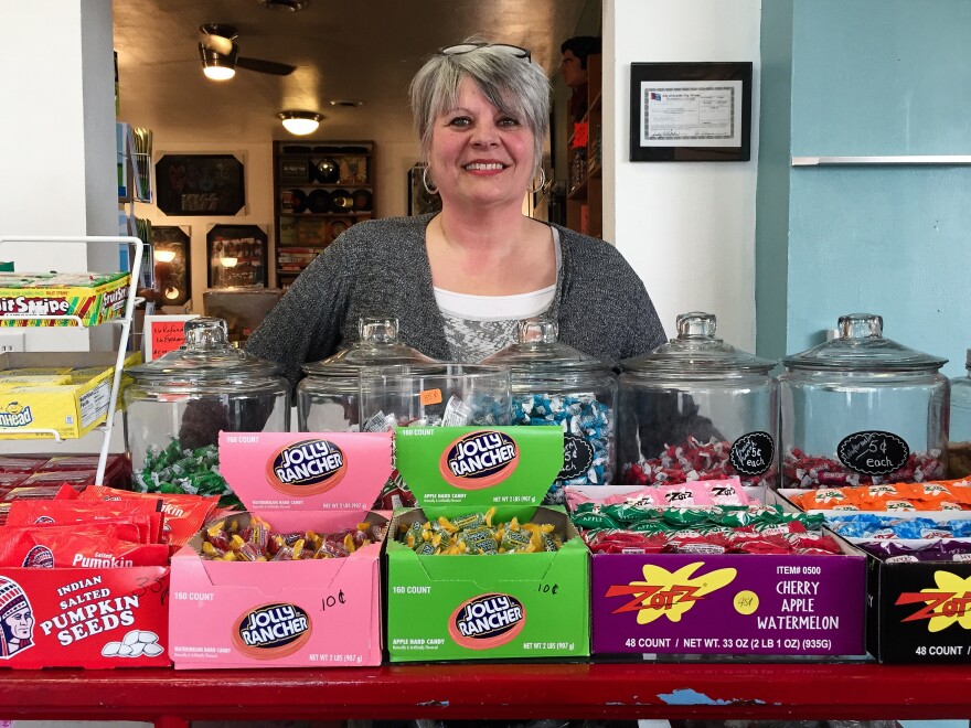 Brenda Whitaker spent many years working in the steel mill in Granite City, Ill., before deciding to go out on her own. She now owns a used-book store that also sells used records, vintage posters, assorted knickknacks and more.