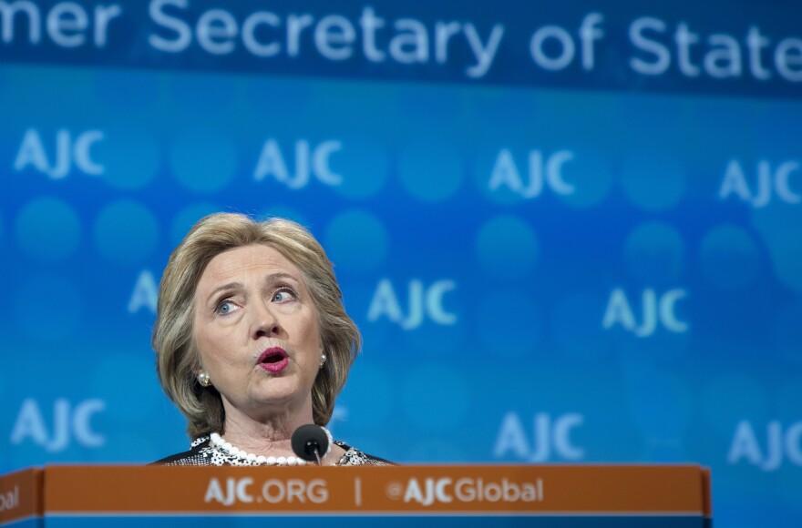 Former Secretary of State Hillary Clinton addresses the American Jewish Committee Global Forum in Washington in May 2014.