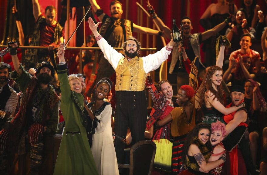 Josh Groban and the cast of "Natasha, Pierre & the Great Comet of 1812" perform at the 71st annual Tony Awards on Sunday, June 11, 2017, in New York. (Michael Zorn/Invision/AP)
