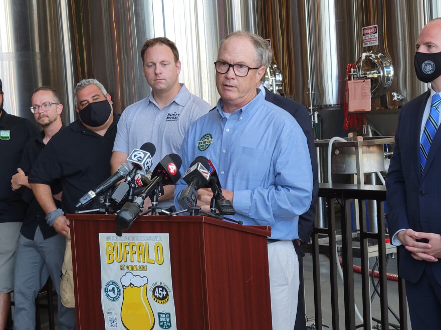 Paul Leone, executive director of the New York State Brewers Association, speaks at Resurgence Brewing Company in Buffalo Aug. 30, 2021, about the New York State Craft Brewers Festival coming to Buffalo Sept. 25.