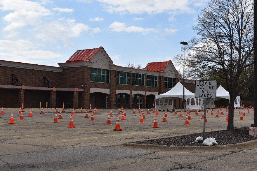 The East Bluff COVID-19 test site set up in the old Kroger parking lot on Monday, April 20, 2020.