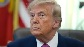 President Donald Trump listens to a question from a reporter in the Oval Office of the White House, Thursday, Aug. 27, 2026, in Washington.