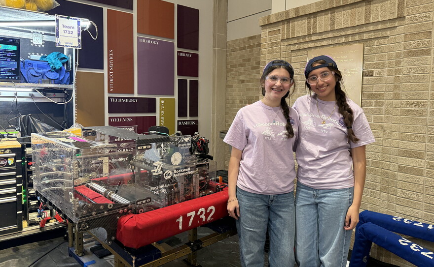 DSHA students Violet (left) and Lesly from the Hilltopper Robotics team.
