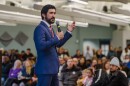 U.S. Rep. Greg Casar speaks during a town hall at Austin Community College’s Rio Grande Campus in February. 