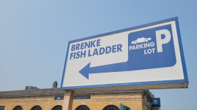  Brenke Fish Ladder Parking lot sign in Old Town Lansing