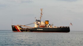 The United States Coast Guard Cutter Sundew sits along the coast of Rogers City, Michigan on Wednesday, August 5, 2026.