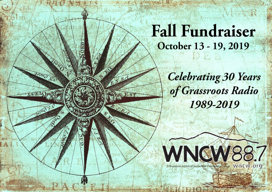 Compass Graphic Showing WNCW Fall Fundraiser Dates October 13-19, 2019