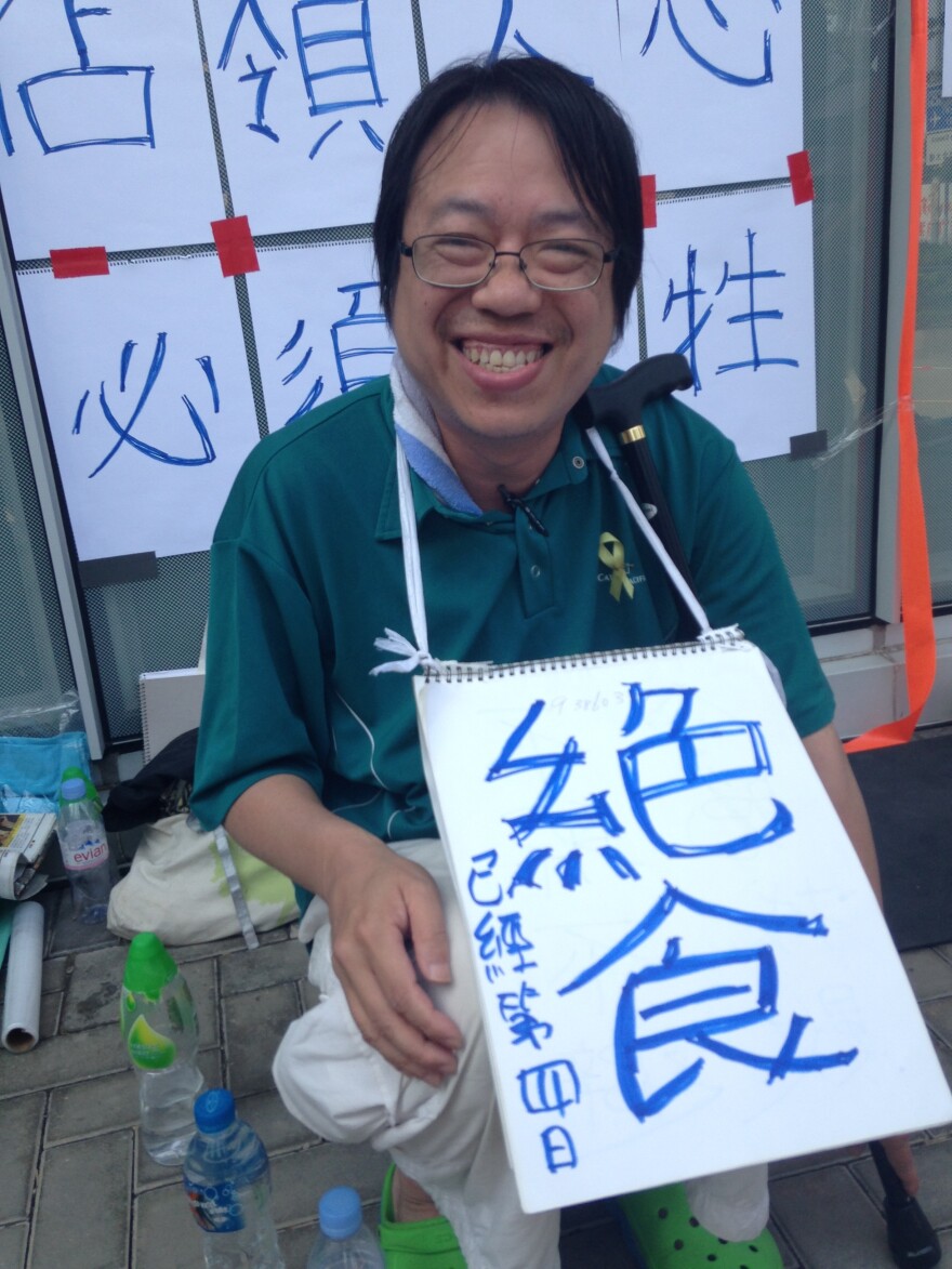 Benny Mok in the Admiralty section of Hong Kong on Sunday.
