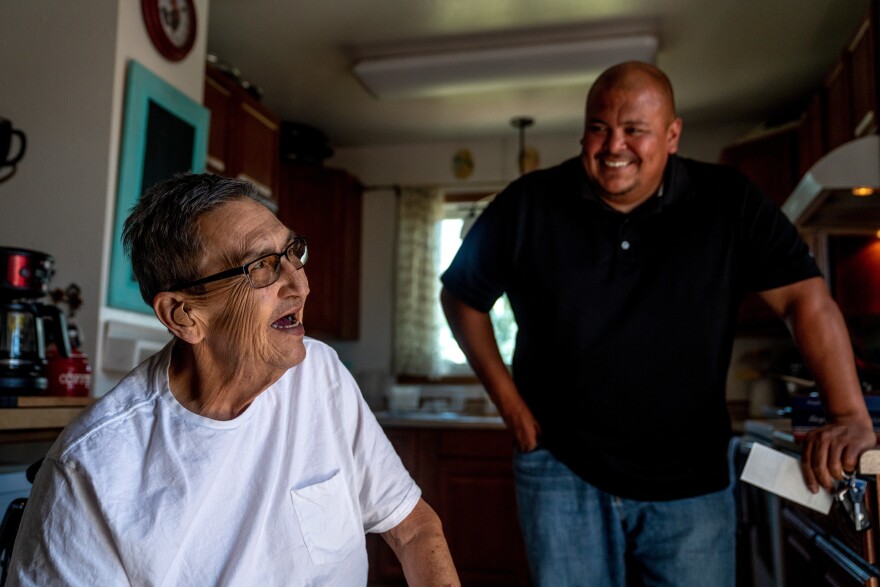 Jestin Dupree regularly visits Native veteran Gerald Jackson. Dupree often helps Jackson run errands such as grocery shopping, depositing checks and attending appointments at the VA hospital.