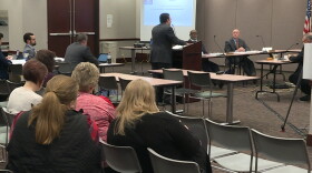 A handful of CTE and FCS teachers listen to state officials discuss the DWD's funding framework that the state board approved at its final meeting of 2019