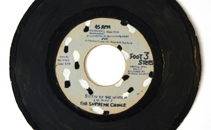 <em>Mingering Mike, '3 Foot Steps: A Love Song for Minger' / 'A Brand New Key,'</em> 1972 (mixed media on paperboard).