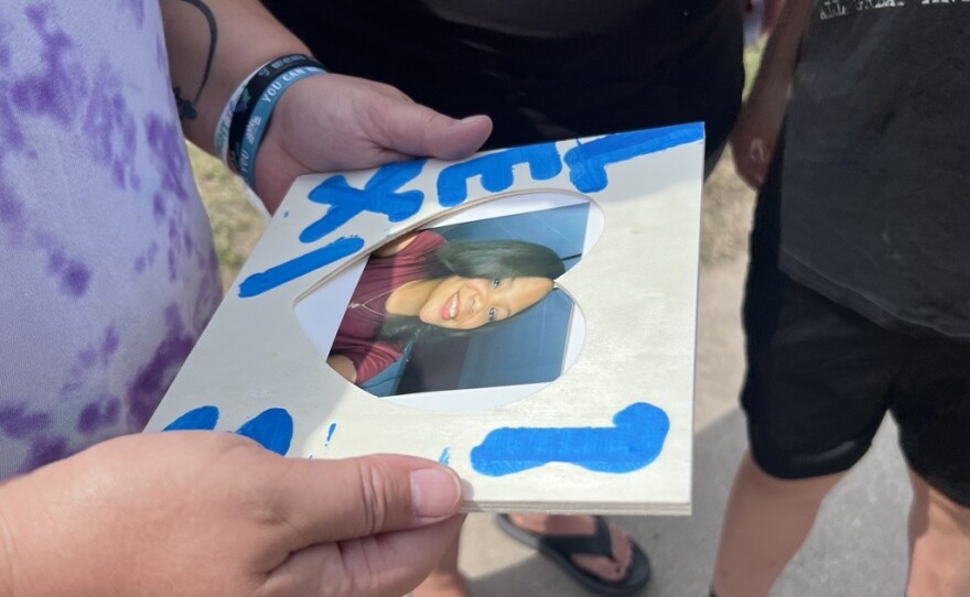 Chantel Smith holds a photo of her 13-year-old daughter Lexi Thorn July 17, 2026, in Brainerd.