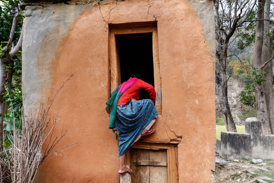 Mina Rana sleeps in this shed when she is on her period. According to her community's interpretation of the practice called <em>chaupadi,</em> she is forbidden to stay inside the house.