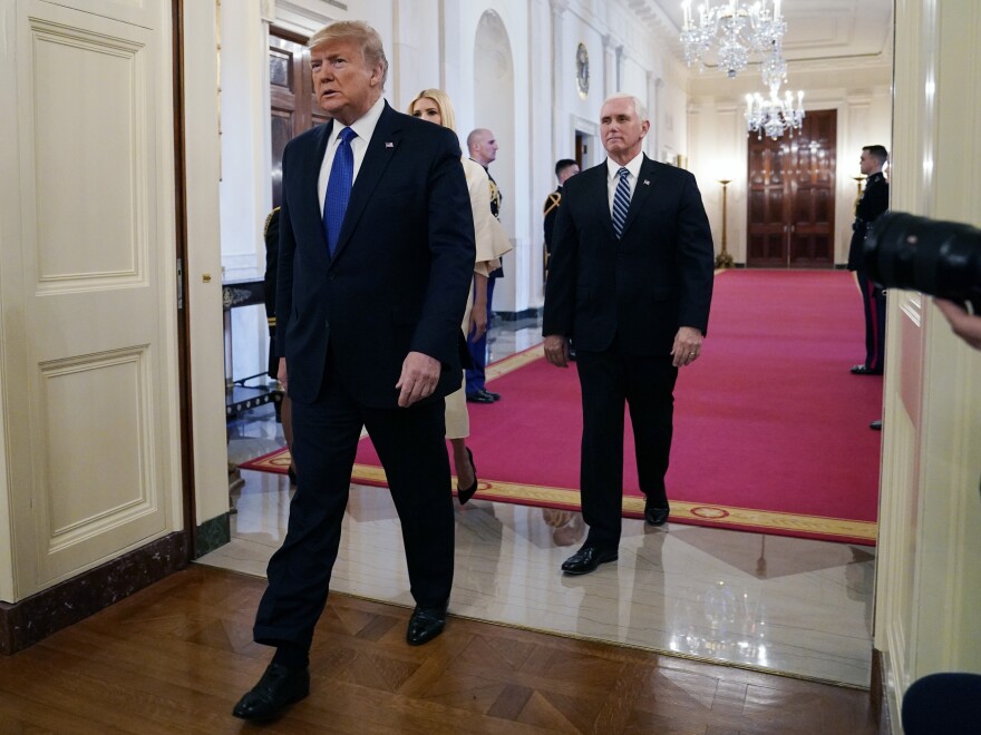 President Trump, Vice President Pence and senior adviser Ivanka Trump at the White House.