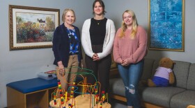 Karen Parish-Foster, clinical educator and co-coordinator of EMU’s Speech and Hearing Clinic, with graduate students Mollie Spencer and Jaidyn Hinkley.
