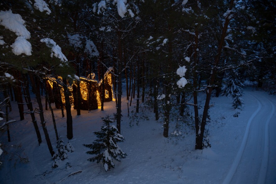 Holiday lights displayed at the Wild Center in the Adirondack Mountains in Tupper Lake, NY.