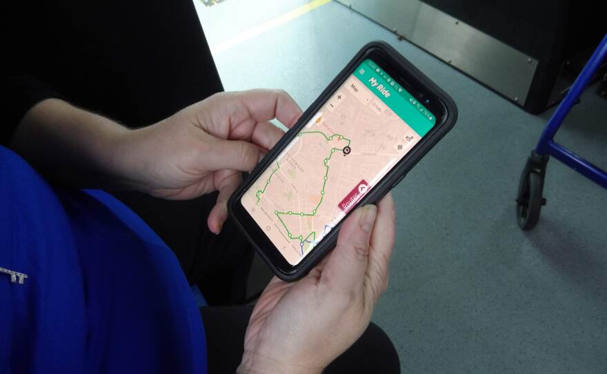 A smartphone app gives riders information about the system, including current locations of all buses. 