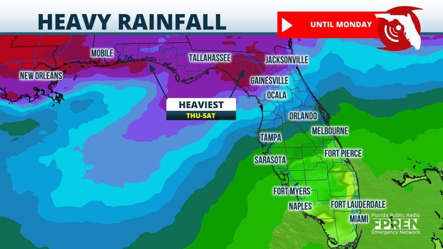 Heaviest Rain Is Most Likely In North Florida