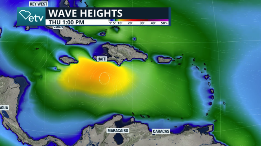 High wave heights are predicted on Thursday, Oct. 23.