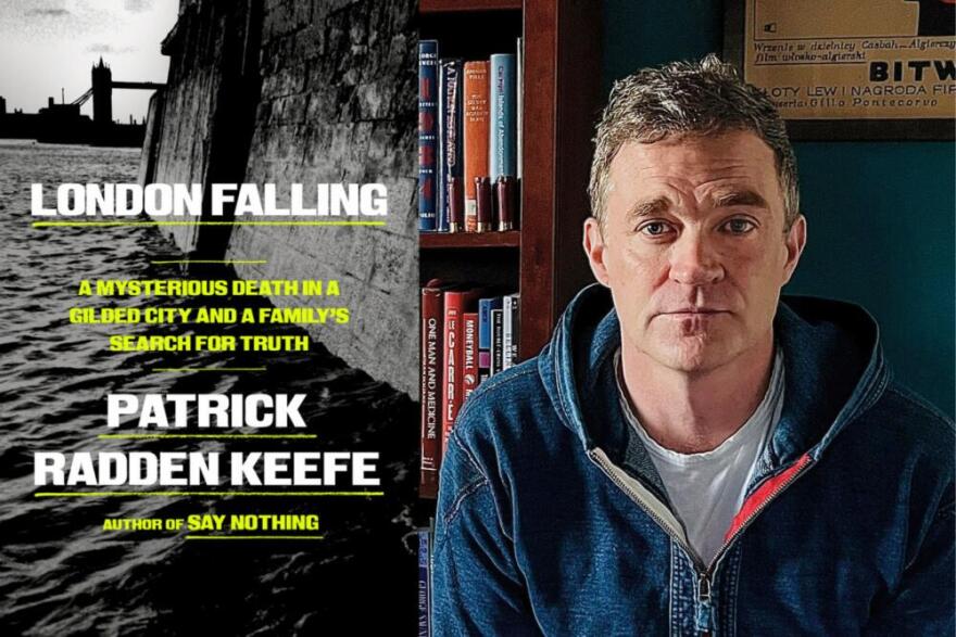 The cover of "London Falling" and author Patrick Radden Keefe. (Courtesy of Doubleday and Justyna Gudzowska)