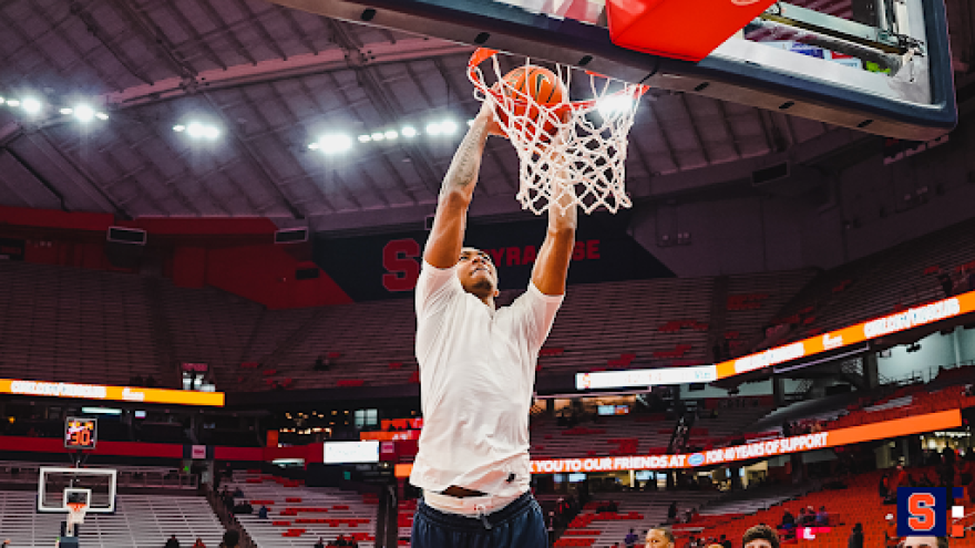 Judah Mintz warms up before a big night against Pittsburgh.