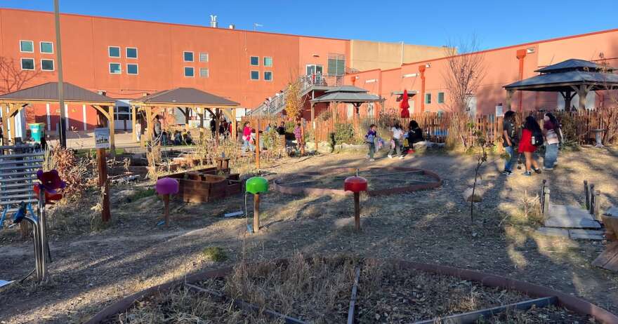 Kids play in a school yard.