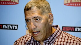 New Mexico State athletics director Mario Moccia speaks at a press conference on Sept. 20, 2019.