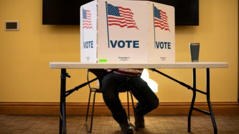 A voter fills out a ballot inside Summit County’s South Branch Library on Nov. 8, 2022, in Breckenridge.