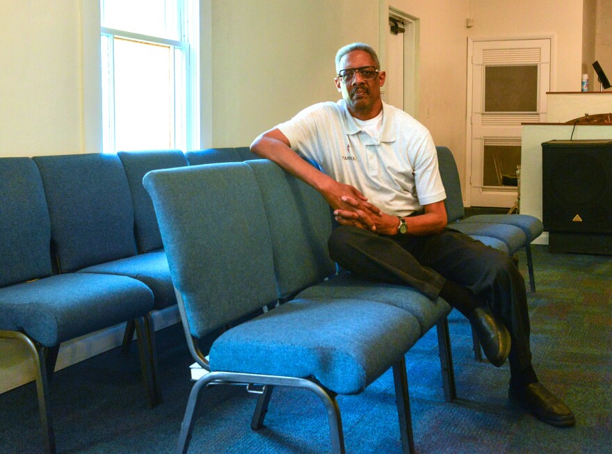 Rev. Milford Griner, pastor for 37 years and community leader, sits at Bartley Temple United Methodist Church in Gainesville, Fla., on May 5, 2023. (Caleb Ross/WUFT News)