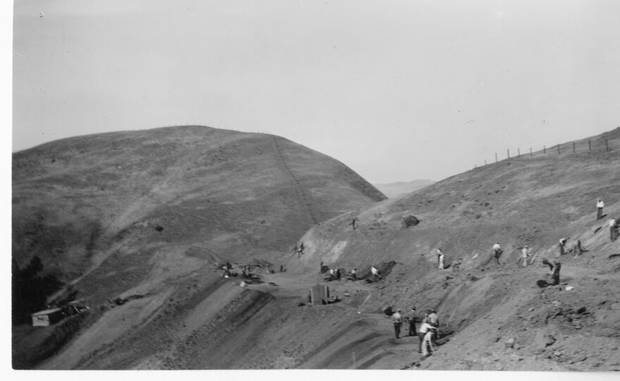 Archival photo of CCC crew on Seaview Trail at Tilden Park in Berkeley