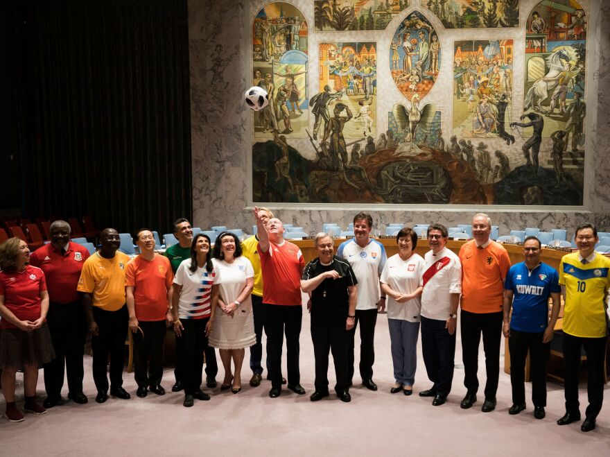 Security Council members wore soccer jerseys on Thursday at the United Nations in New York.