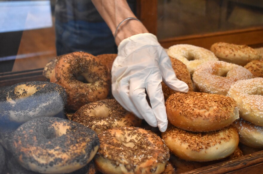 Meshuggah Bagels bakes their bagels fresh every day.