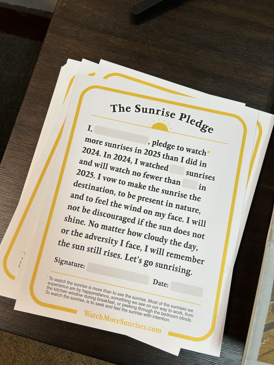 A photo of The Sunrise Pledge – a commitment to watch more sunrises this year than the previous one. (credit: Dan Wanschura / Points North)