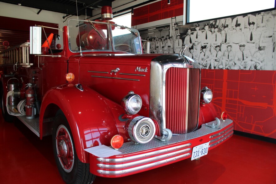 A 1951 Mack fire engine used by the Irving Fire Department, now retired and housed at Central Fire Station.