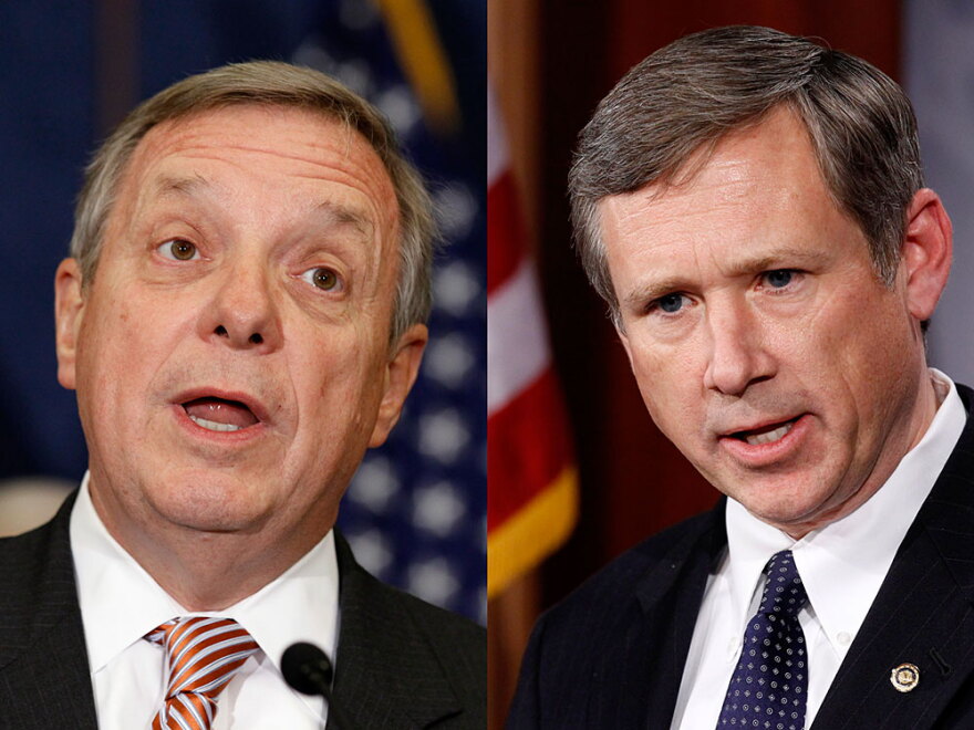 One State of the Union "couple": Sen. Dick Durbin, the Democratic whip, and Republican Sen. Mark Kirk, both of Illinois.