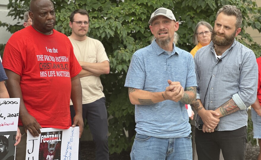 Members of the families of individuals who died in the Montgomery County Jail joined the Montgomery County Jail Coalition outside the jail on Tuesday after the grassroots group shared its petition with the county.
