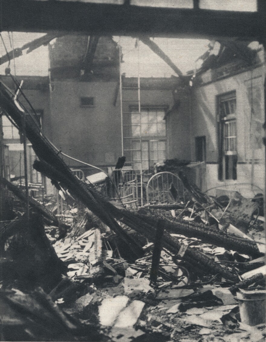 Destruction of a children's hospital ward in Belfast, Northern Ireland, by German bombers during the so-called Belfast Blitz of 1941.