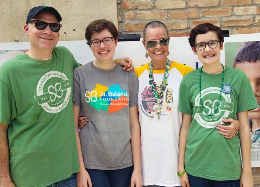 When Georgia Moore (second from left) was diagnosed with leukemia in 2010, her parents, Trevor and Courtney Moore, worried about the germs her younger sister, Ivy, would bring home from school.