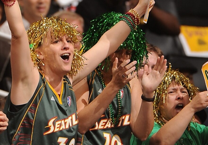 Storm 'super fans' (L to R) Amy Freeman, Bri Enriquez and Linda Amato, at a regular season home game in June, 2010.