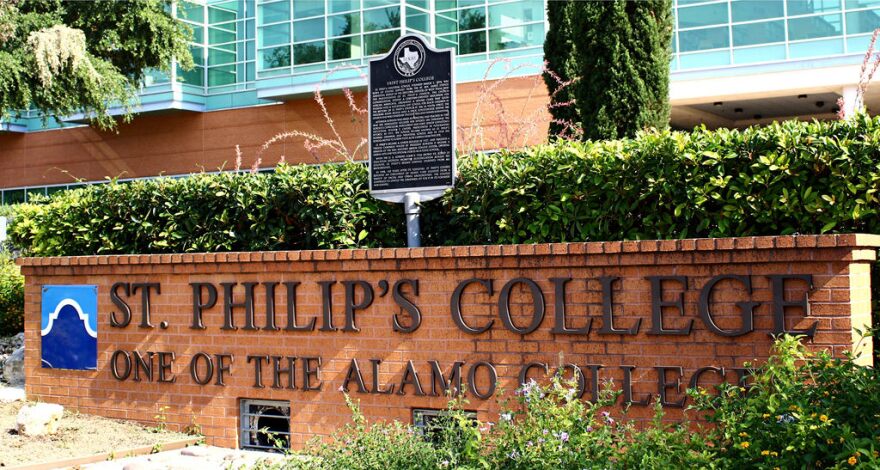 The entrance to St. Philip's College. It originally began as a sewing school for black girls in 1898.