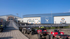 As ex-Typhoon Halong washed ashore in October 2025, Chief Paul Memorial School in Kipnuk, seen here Aug. 10, 2026, served as a shelter for residents during the storm and through the home evacuation process. Now, it's set to serve as a polling site.