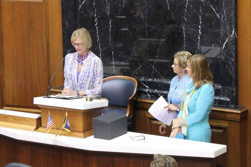 Suzanne Crouch speaks about her friend, Connie Lawson, incoming president of the National Association of Secretaries of State.