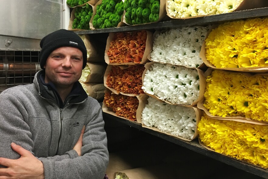 Each week, Barry Snapper brings his flowers through the Channel Tunnel in a refrigerated tractor-trailer and parks down the walk from Ashby's shop.