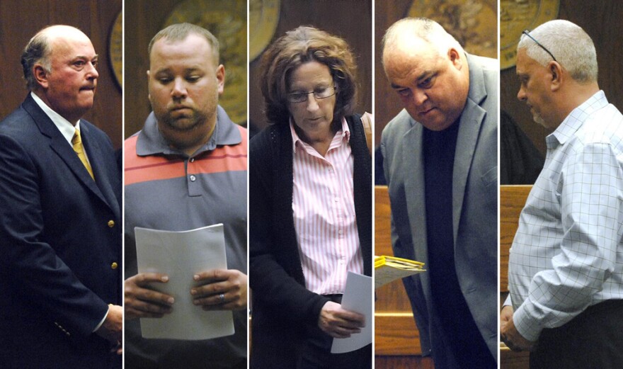 ohn Butler, Jay Laesch, Kelly Klein, Bart Rogers, and Paul Grazar in court