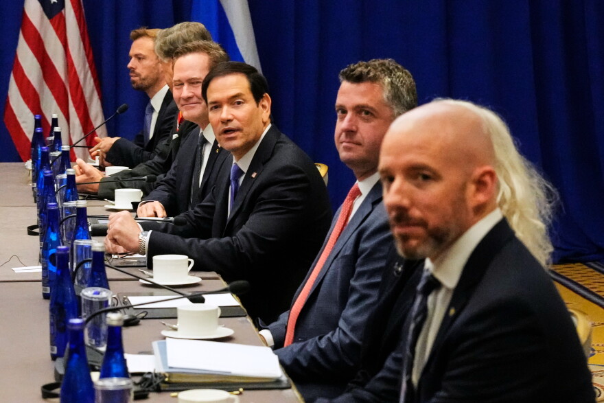 United States Secretary of State Marco Rubio, center, meets with Russian Foreign Minister Sergey Lavrov, Wednesday, Sept. 23, 2026, in New York.