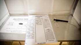 A photograph of a Massachusetts taken at a polling place in 2008.